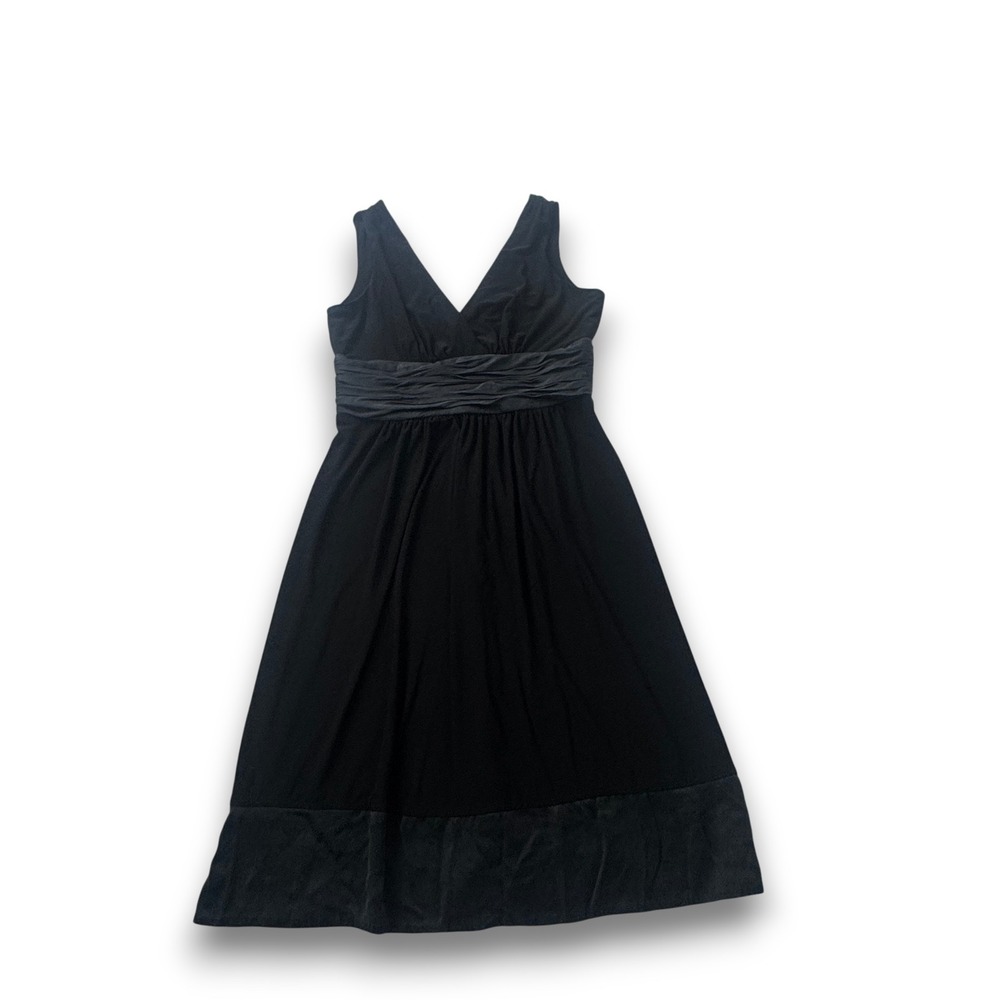 Jones New York Dress Womens 6 Black Silk Trim Empire Waist V-Neck U3462R1029